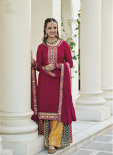 Bluming Chinon Salwar Suit in Red